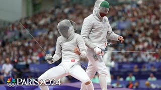 US upset by Iran in stunning mens team sabre elimination  Paris Olympics  NBC Sports [upl. by Anauqes]