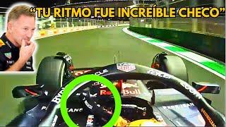 Lo Que No Viste Checo Pérez Felicitando a Verstappen  Team Radio Post Carrera [upl. by Tat]