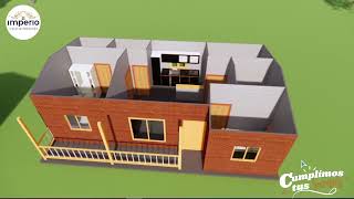 casa prefabricada de 1 nivel 3D 60m2 [upl. by Yarezed]