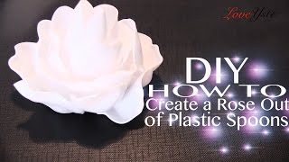 DIY  How To Create a Rose Out of Plastic Spoons Easy Tutorial [upl. by Amaris595]