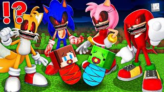 SONIC TAPES SHIN Adopted Baby JJ and Mikey AMY ROSE  KNUCKLES in Minecraft  Maizen JJ and Mikey [upl. by Sateia]