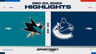 NHL Highlights  Sharks vs Canucks  December 23 2023 [upl. by Enovad]