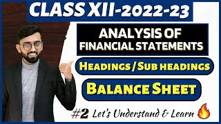 Analysis of Financial Statements Class 12 Accounts  Balance Sheet Headings amp Sub Headings  Part 2 [upl. by Yde]