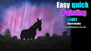 Horse Aurora Silhouette 🐴 How to paint Black beauty Oil Painting 401 🎨😊👍￼ [upl. by Akinnor]