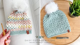 Easy Crochet Beanie Tutorial [upl. by Suirtemid]