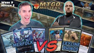 Merfolk vs Leyline Rhinos  MTG Modern  MTGO Masters  Week 9  Match 2 [upl. by Parfitt]