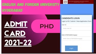 PhD EFLU ADMIT CARD 202122 [upl. by Lopes]