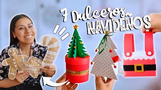 7 DULCEROS NAVIDEÑOS DE ÚLTIMO MOMENTO con Moldes Gratis  manualidades navideñas para Regalar [upl. by Kolk]