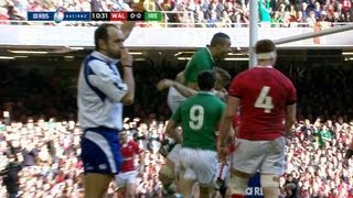 Simon Zebo Try Wales v Ireland Rugby Match 02 Feb 2013 [upl. by Adyeren]