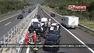 GRAVE INCIDENTE SULLA A23 TRA GEMONA E CARNIA 7 VEICOLI COINVOLTI 4 FERITI E 8KM DI  31082024 [upl. by Hnamik]