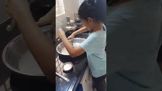 Little helping hands in kitchen 😸😸 kundanachaitra janthikalu homemadefood rap hiphop music [upl. by Erna]