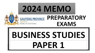 Copy of 2024 MEMO BUSINESS STUDIES GRADE 12 PRELIM EXAMS GAUTENG PROVINCE THUNDEREDUC [upl. by Nancee]