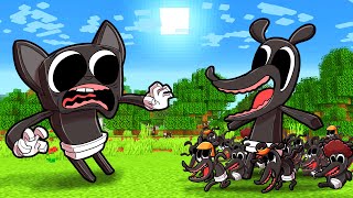 Family of CARTOON DOGS vs Baby Cartoon Cat Minecraft [upl. by Loma]