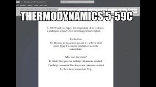 Thermodynamics 559C Would you expect the temperature of air to drop as it undergoes a steadyflow [upl. by Namsaj]