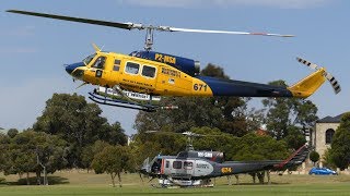 4 Firefighting Helicopters Refuelling Landsdale WA 9 Nov 19 [upl. by Paz]