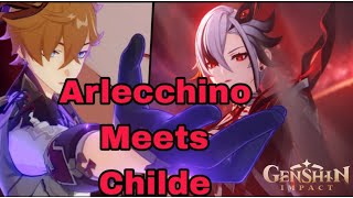 Arlecchino Meets Childe Genshin Impact genshinimpact arlecchino arlecchinogenshinimpact [upl. by Rosner]