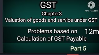 5th sem bcom Ch3 Valuation of goods and services under GST Problems on GST Payable 12m [upl. by Denyse560]