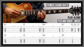 Feeling Good TAB  Power Chord Guitar Riffs  Muse [upl. by Nollaf]