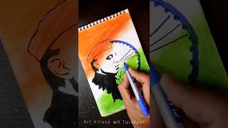 15th August drawing 10 minutes  Jawahar lal Nehru portrait drawing independenceday [upl. by Alissa]