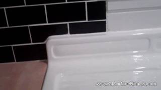 Vintage Porcelain Kitchen Sink Renewed to Shiny White [upl. by Elletse]