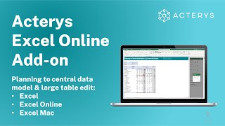 Acterys Excel Online Addon planning and table edits in Excel DesktopOnlineMac [upl. by Drusilla]