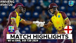 West Indies vs England 5th T20 Full Match Highlights 2024  WI vs ENG 5th T20 Full Highlights 2024 [upl. by Ayal]