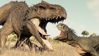 CARNIVORE AND HERBIVORE DINOSAURS BATTLE ROYALE IN DESERT  Jurassic World Evolution 2 [upl. by Yrtneg]