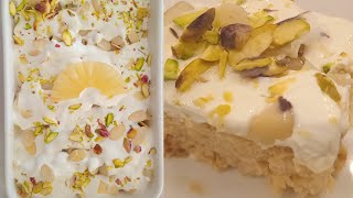 Easy No Bake Pineapple Cake Dessert  Pineapple Dessert  Recipes by Saba Rizwan [upl. by Sedda991]