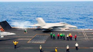 Aircraft Carrier Takeoff INSANE Flight Operations at Sea [upl. by Rosa358]