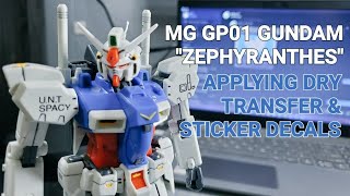 MG GP01 Gundam quotZephyranthesquot Dry Transfer amp Sticker Decals gundam gunpla ガンダム [upl. by Siramad]