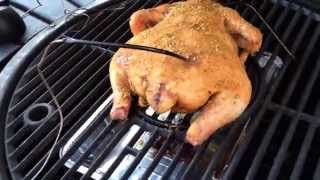 Smoking a whole chicken on the akorn char griller grill [upl. by Evreh]