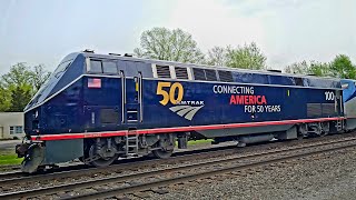 Amtrak 100 leading the Lake Shore Limited 49 through Chesterton [upl. by Fitzger395]