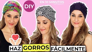 👳‍♀️ DIY  3 GORROS TURBANTES Cosiendo y Sin Coser FÁCIL Craftabulous Contra el Cancer [upl. by Lleumas]