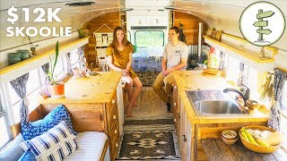 Most Amazing School Bus Tiny House Conversion on a Budget  Full Tour [upl. by Zebulon]