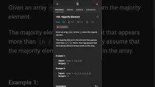 169Leetcode Majority Element BoyerMoores Voting Algorithmeducation leetcode dsacodinglearn [upl. by Haggai696]