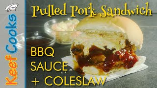 Pulled Pork Sandwich with BBQ Sauce and Coleslaw [upl. by Aynatahs408]