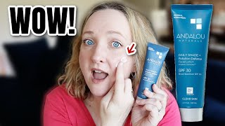 NEW🌿 ANDALOU NATURALS Daily Shade Pollution Defense MINERAL SUNSCREEN SPF30 Wear Test amp REVIEW [upl. by Ylrae]