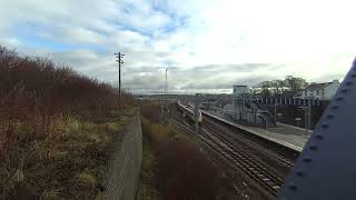 GNER Azuma train passing Carstairs on 20241127 on Calf Visinse 3d VR180 [upl. by Intirb]