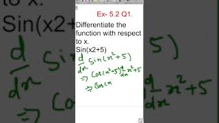 Class 12th Math 52 Q1 differentiation maths youtubeshorts education exam [upl. by Ardnama]