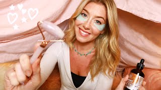 ASMR THE OUTRAGEOUSLYCUTE Spa Sleepover  Face Brushing Hand Massage amp Personal Attention [upl. by Eckhardt]