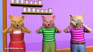 Three Little Kittens  3D Animation English Nursery rhyme for children with lyrics [upl. by Yecaj]