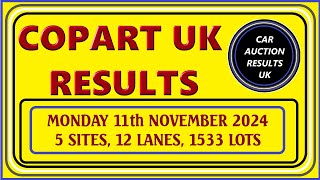 COPART UK AUCTION RESULTS FOR MONDAY 111124 [upl. by Flanagan650]