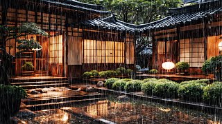 Good Rain Sound for Sleeping  Traditional wooden house with pond garden [upl. by Stickney]