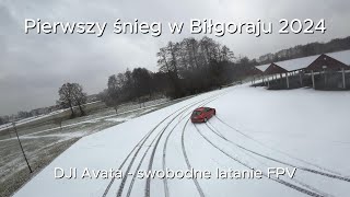 Pierwszy śnieg w Biłgoraju 2024  DJI Avata swobodne latanie FPV  Targowisko przy ulicy Jagiełły [upl. by Pickar482]