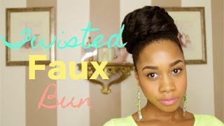 Twisted Faux Bun Hair Tutorial on Natural Hair [upl. by Salokkin431]