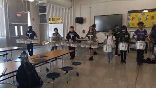 Dowdell Middle Magnet School Dolphin Pride Drumline 20222023 Cafeteria Performance Rehearsal [upl. by Adis]