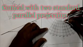 How to draw the graticule of Conical with two standard parallel projection [upl. by Maidy137]