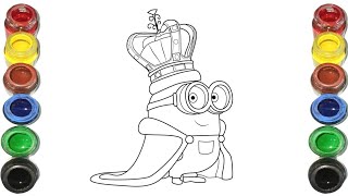 How to Draw A Cute King Minion Drawing for kids  Art for kids  Lets Draw Together [upl. by Suivatnom]