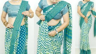 Perfect Cotton Silk saree draping tutorial  How to wear silk saree with perfect Pleats [upl. by Yralih]