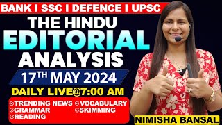 Editorial Analysis  17th May 2024  Vocab Grammar Reading Skimming  Nimisha Bansal [upl. by Divd]